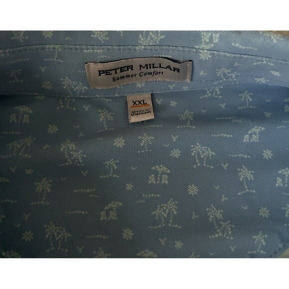 Peter Millar Summer Comfort Polo Light Blue Island Print Size XXL - Picture 4 of 7